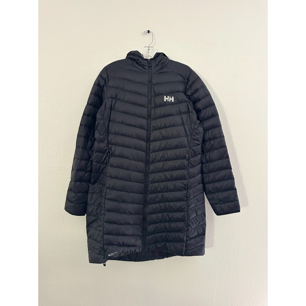 Helly Hansen Down Long Puffer Jacket Full Zip Camping Outdoor Black Women's XL